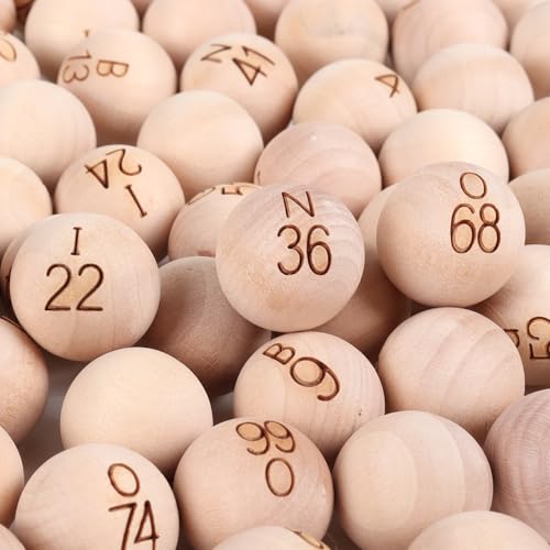 GSE Games & Sports Expert 7/8-Inch Bingo Balls, Solid Wooden Replacement Bingo Game Balls for Parties, Prize Raffles - style: Wooden Balls