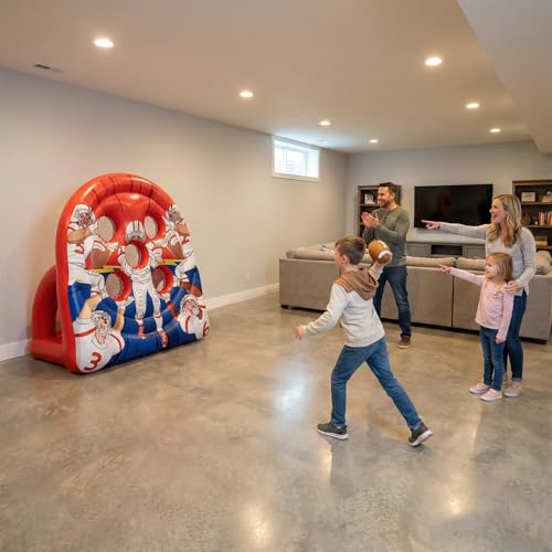 6FT Giant Inflatable Football Target Toss Game - Fun Indoor & Outdoor Yard Games for Kids & Adults, Football Party Throwing Games, Carnival Games, Camping & Tailgate Lawn Activities