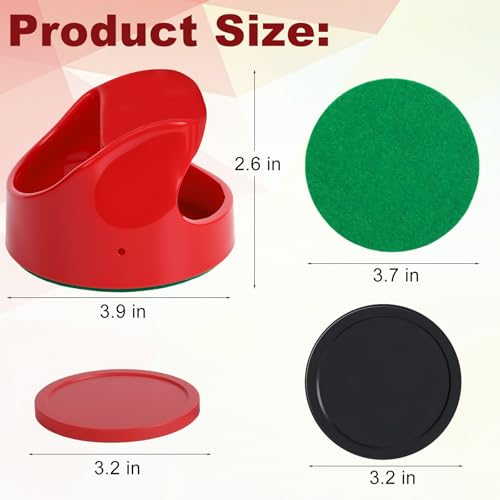 Coopay Air Hockey Pucks and Paddles - 2 Hockey Pushers & 4 Large Hockey Pucks with Nylon Storage Bag, Great Goal Handles Pushers Replacement Accessories for Game Tables - color: Red, Black
