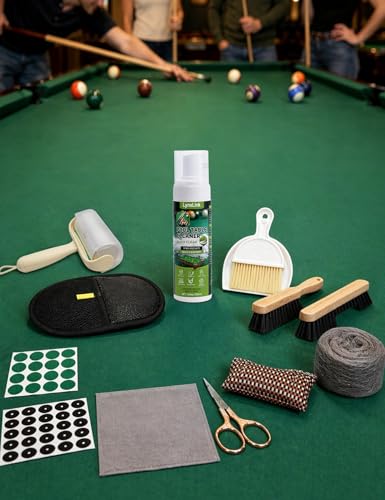 Pool Table Cleaner Kit - Anti-Residue Foam Billiard Table Cleaning Spray with Large Brushes, Cleaning Cloth, Billiard Table Maintenance Accessory Set - Suitable for Billiard Players for Home & Club