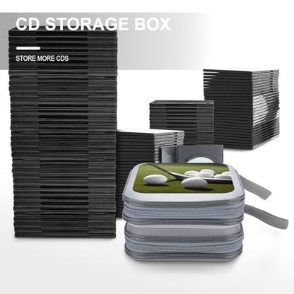 Golf CD Case 40 Capacity CD/DVD Case Holder Disc Storage Organizer Wallet Bag Portable Zipper CD Case Holder for Car Home Office Travel