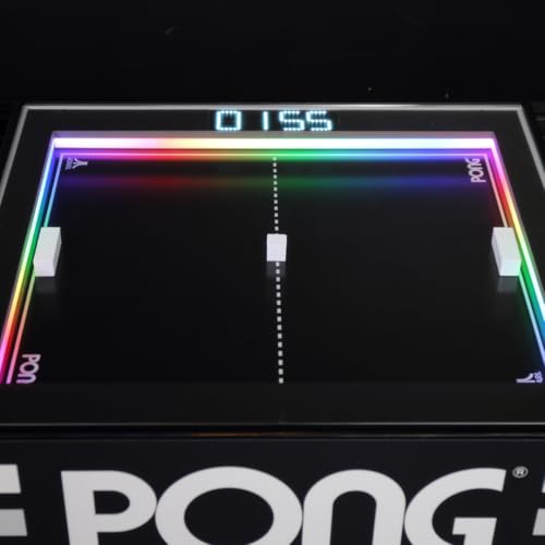 Atari Pong® Mechanical Table Home Edition – Electromechanical Coffee Table Arcade Game with LED Score Display, Hide-Away Controls, Spinner Dials, Retro Sounds – Official Atari Pong® Recreation
