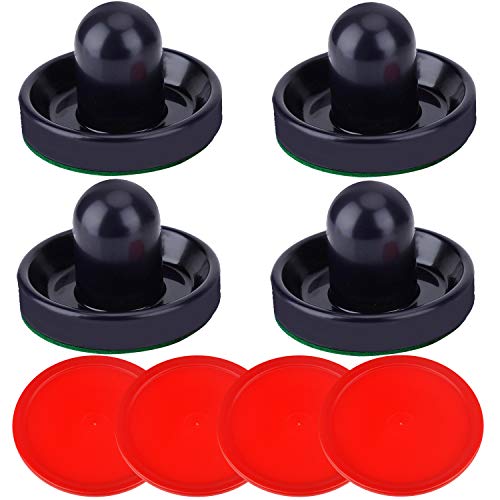 ONE250 Air Hockey Pushers and Red Air Hockey Pucks, Goal Handles Paddles Replacement Accessories for Game Tables (4 Striker, 4 Puck Pack) - color: Dark Blue
