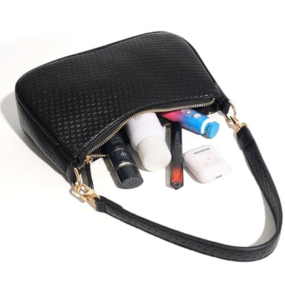 VODIU Clutch Tote Handbags with 2 Removable Straps and Zipper Closure Crossbody Bags Shoulder Purse Handbag for Women - color: B-black