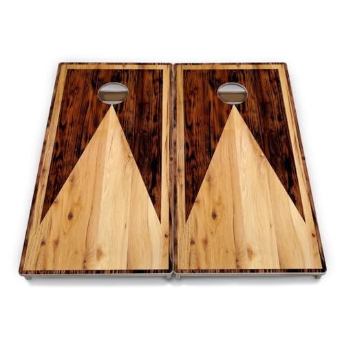 Cornhole Solutions Tournament Cornhole Boards – Regulation 4 ft x 2 ft Professional Set – ¾″ Baltic Birch Plywood – Folding Legs – UV Printed & Clear Coated (Wooden Triangle)