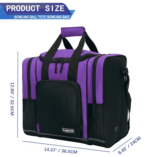 LARIPOP Bowling Ball Bag, Single Bowling Tote with Padded Ball Holder, Ventilated Shoe Pocket & Adjustable Shoulder Strap for Adult Bowlers Men Women - color: Purple