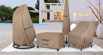 ULTCOVER Patio Coffee Table Cover, Waterproof Rectangular Outdoor Small Side Table Cover 42x24x18 inch - color: Brown, size: 42x24 inch