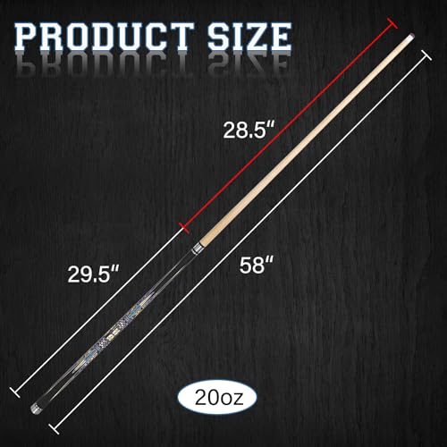 2-Piece Canadian Maple Pool Cue Stick with Portable Hard Case -12.5mm Leather Tip, 58" Billiard Sticks 19 oz/ 20 oz - Precision Crafted for Straight Shots and Balanced Performance - style: Blue-20 oz