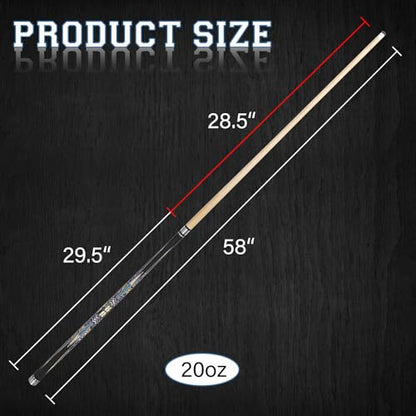 2-Piece Canadian Maple Pool Cue Stick with Portable Hard Case -12.5mm Leather Tip, 58" Billiard Sticks 19 oz/ 20 oz - Precision Crafted for Straight Shots and Balanced Performance - style: Blue-20 oz