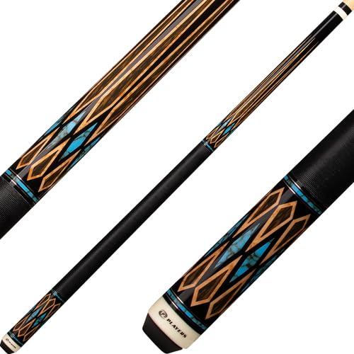 Players E2331 Two-Piece 58 in. Billiards Pool Cue Stick w/Turquoise Overlays