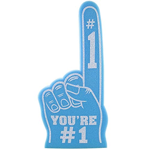 Giant Foam Finger 18 Inch- You're Number 1 Foam Hand for All Occasions - Cheerleading for Sports - Exciting Vibrant Colors use as Celebration Pom Poms- Great for Sports Events Games School Business - color: light blue