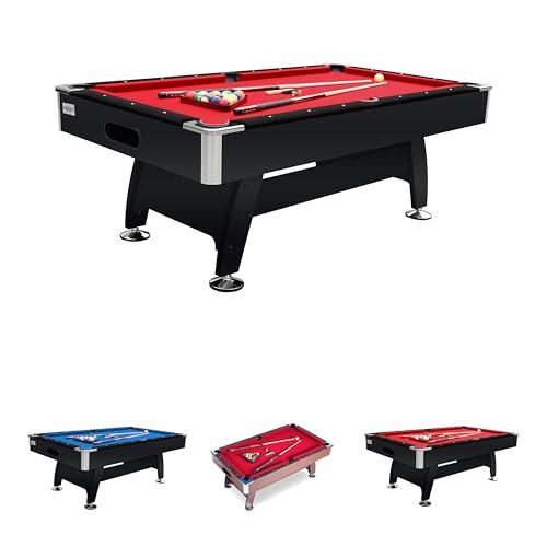 RACK Draco 7-Foot Tournament Billiard/Pool Table – Professional Competition Game Table - color: Red Felt with Black Body
