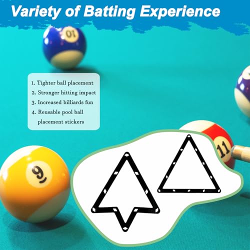 56Pcs Pool Ball Rack with Pool Table Brush Kit, Billiards Triangle for 2-1/4" Ball, 8/9 Ball Triangle Diamond Magic Rack with Pool Chalk Pool Table Accessories - color: Gold