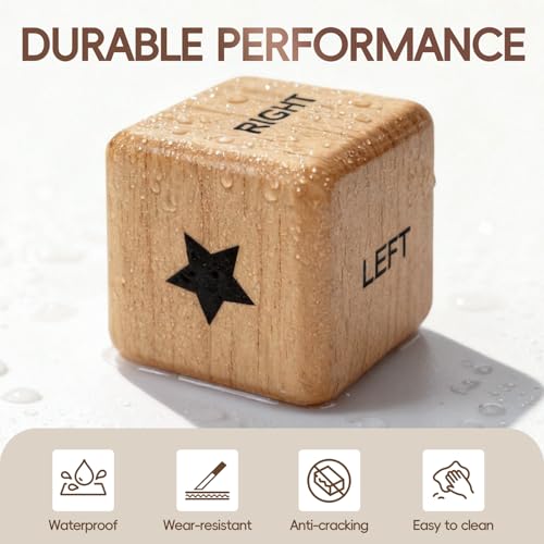 Giant Left Right Point Center Dice Game with 24 Large Chips & Carry Bag. 3.5" Jumbo Wooden Indoor/Outdoor & Lawn Dice Game for Family - color: Jumbo Natural Wood Dice