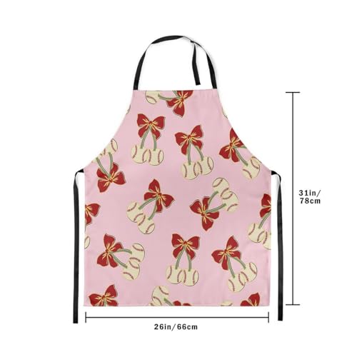 Castle Fairy Cartoon Baseball Kitchen Apron,Bow Knots Waterproof Apron - color: Khaki Pink Red