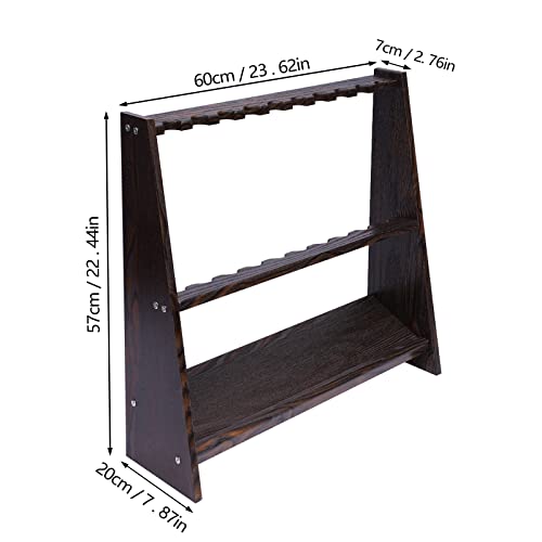 DKSLALALI Wooden Freestanding Pool Stick Holder, 10 Pool Multifunctional Billiard Cue Rack Floor Stand Pool Table Accessories with Ball Storage for Billiard Room, Game Room & Club