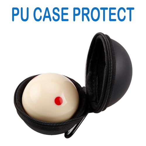Billiards 2-1/4" Practice Cue Ball with Black PU Case for 6 Red Dots & American Eight Ball - color: 6 Red Dots