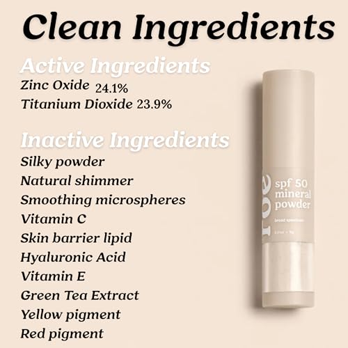 Roe Wellness- SPF 50 Powder Sunscreen Mineral-Based, Non-Toxic Brush-on For Kids, Adults & Babies | For Scalp, Face & Body (Reef Safe)
