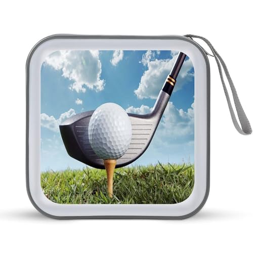 Golf Club CD Case Holder 40 Capacity DVD Case Wallet Portable Hard Plastic Disc Cases Storage Binder Large Storage Disc Wallet Bag with Zippers for Car Home Office Travel