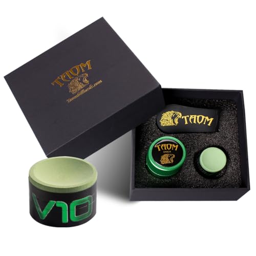 TAOM Upgrade Pool Chalk Holder Round Shaped Practical Tool Billiards Accessories Magnetic Mini Chalk Tip Case Container Round Box Billiards,Cue Tip Tool Scuffer Shaper - color: 1-Gift Set-Green with V10 Green