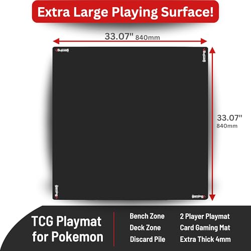 The Gaming Mat Company Poker, Dominoes, Bridge & Mahjong Table Mat - Black 33" x 33" Premium Gaming Mat- Cards Playmat- Card Gaming Mat Table Top Cover Topper Card Game Mat Square Mahjong Table Cover - color: Black