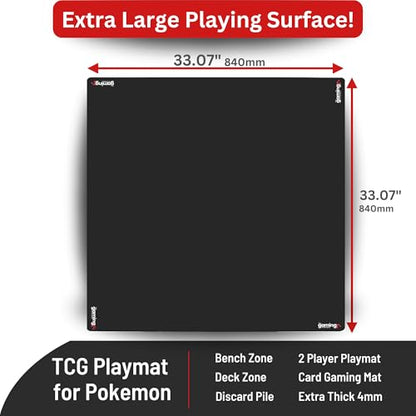 The Gaming Mat Company Poker, Dominoes, Bridge & Mahjong Table Mat - Black 33" x 33" Premium Gaming Mat- Cards Playmat- Card Gaming Mat Table Top Cover Topper Card Game Mat Square Mahjong Table Cover - color: Black