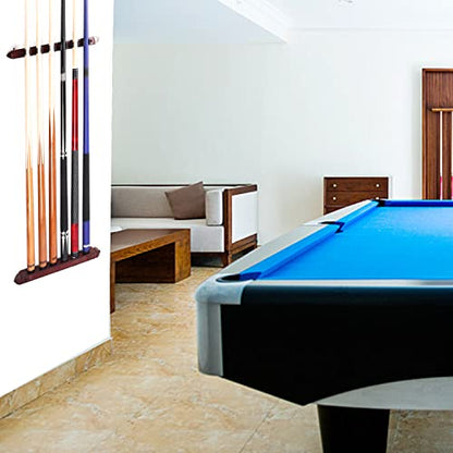 GSE Games & Sports Expert 2-Piece 6/8/12 Billiard Pool Cue Rack Wall Mounted Holders, Billiard Cue Sticks Wall Rack Set - style: 6 Cue - Mahogany