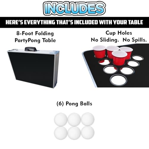 8-Foot Regulation Length Folding Table w/Optional Cup Holes, LED Lights, Custom Graphic (Choose Your Model) - color: Custom, style: w/ Cup Holes