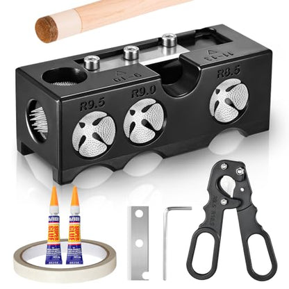11-in-1 Pool Cue Tips Shaper, Pool Cue Tips Replacement Kit, Pool Cue Repair Kit for Billiard Enthusiasts