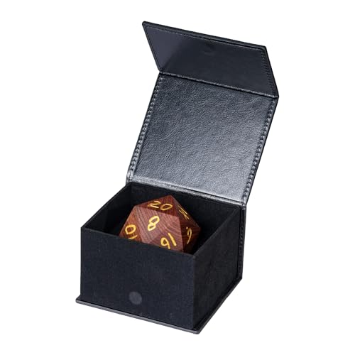 50mm Large D20 Dice, Red Sandalwood 20 Sided Dice DND Natural Wood D&D with Gift Case for Role Playing Games - color: D20 Red Sandalwood