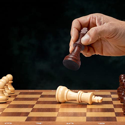 Husaria Staunton Tournament No. 5 Chessmen with 2 Extra Queens and Wooden Box, 3.5-inch Kings - color: Walnut