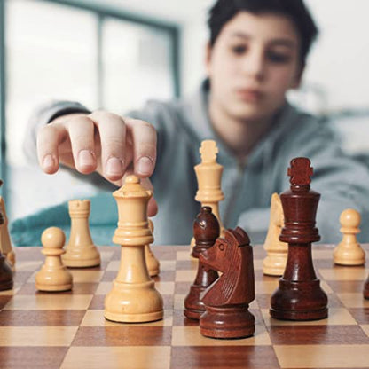 Husaria Staunton Tournament No. 5 Chessmen with 2 Extra Queens and Wooden Box, 3.5-inch Kings - color: Walnut