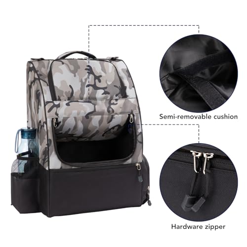 Camo Disc Golf Backpack Bag - 20+ Disc Capacity, Two Side Storage Pockets