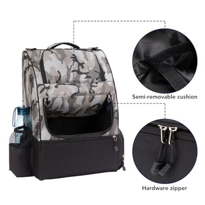 Camo Disc Golf Backpack Bag - 20+ Disc Capacity, Two Side Storage Pockets