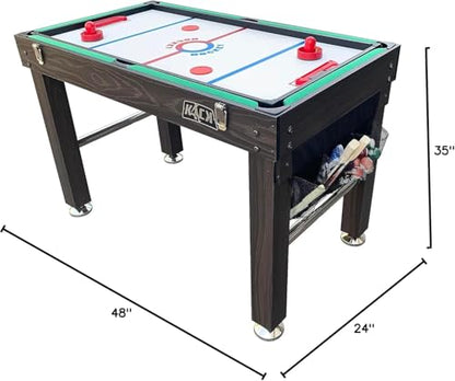 KICK Quad 48" 4-in-1 Multi Game Table – Foosball, Billiards/Pool, Glide Hockey & Ping Pong - color: Brown