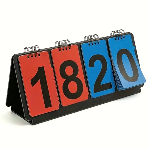 Portable Sports Scoreboard with Large Flip Numbers, Manual Score Keeper for Basketball Volleyball Baseball Games, Tabletop Scoreboard for Coaches Referees and Sports Events(BT/WT) - color: Black