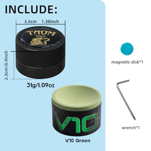 TAOM Pool Chalk Holder Round Shaped Practical Tool Billiards Accessories Magnetic Mini Chalk Tip Case Container Round Box Billiards - color: 5-Black Holder with V10 Chalk