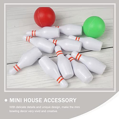 2Sets Miniature Bowling Balls of Realistic Bowling Decor for Dollhouses Design for Micro House and Desktop Decoration