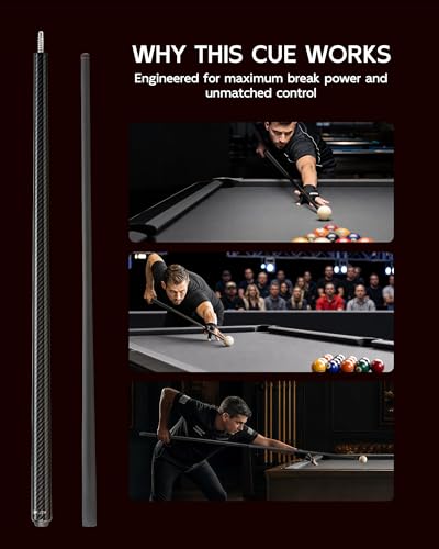 KONLLEN Carbon Fiber Break Cue, 58" 2-Piece Heavy Hitter Pool Break Cue Stick with 12.9mm Tip, Professional Billiards Break Stick - color: KL-HH-1
