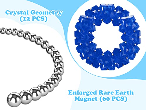 RoomyRoc Magnetic Fidget Sphere Magnets Balls - Crystal Diamond Blue - Magnet Fidgets Toy - 12 Piece Set - Creativity Beyond Imagination, Inspirational, Recreational, Desk Toys for Adults - color: Diamond Blue