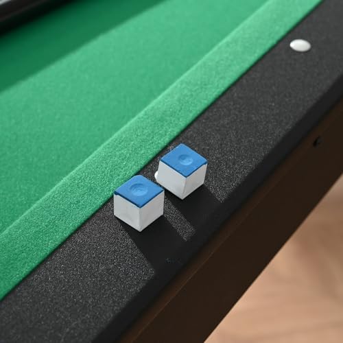 Pool Table for Game Room, 6FT Billiard Table with Balls, Cues, Chalk & Rack, MDF Game Table with Wooden Frame for Home, Office, Bar, Family Entertainment Center and Kids Playroom