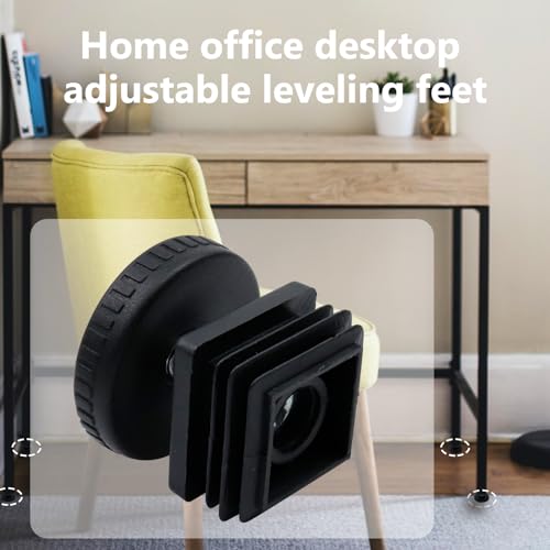 Antrader Home Office Table Desk Adjustable Leveling Foot,Plastic Metal Square Tube Insert Kit, 30mm x 30mm Black, 4 Sets - color: Black,d40xm8, size: 30x30mm