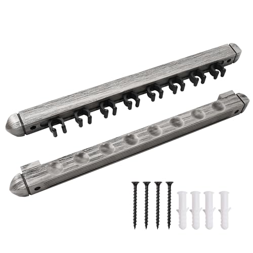 GSE Games & Sports Expert 2-Piece 6/8/12 Billiard Pool Cue Rack Wall Mounted Holders, Billiard Cue Sticks Wall Rack Set - style: 8 Cue - Brushed Grey