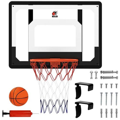 Cyfie 32" x 23" Over-The-Door Basketball Hoop Backboard, Basketball Hoops for Home/Office, Indoor Basketball Game for Kids Adults