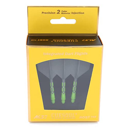 CUESOUL ROST T19 Integrated Dart Shaft and Flights Big Wing Shape Grey 28mm-Say Goodbye to Falling Dart Flight - color: with Green Shaft