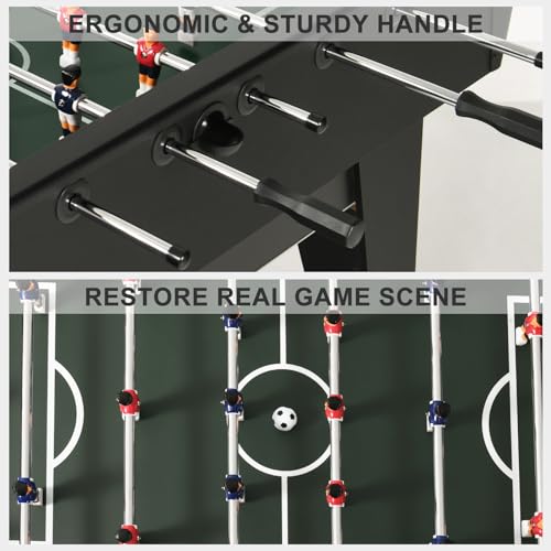 RAYKEEP 58" Foosball Table, Competition Soccer Table Game w/ 2 Balls for Adult Youth, Heavy-Duty Arcade Table Soccer for Home, Game Room - color: Black