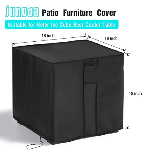 Outdoor Table Cover Square 18 Inch, Patio Table Cover for Keter Ice Cube Beer Cooler Table, Waterproof Outdoor Small Bar Table Furniture Cover - 18 X 18 X 18 Inch - size: 18" x 18" x 18"