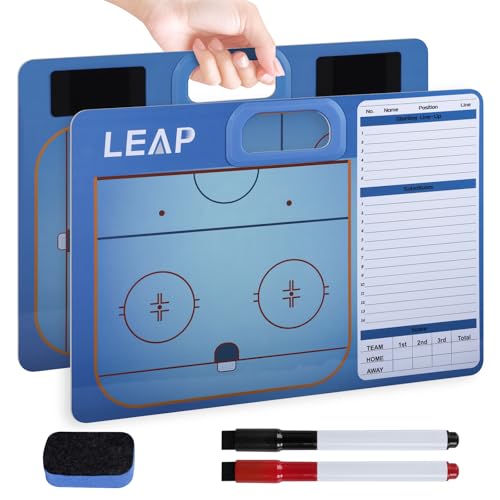 LEAP Coach Board for Soccer Premium Coaches Clipboard | Double-Sided Dry Erase Marker Board for Basketball Icehockey Soccer Baseball Football, (Marker Included) - color: Ice Hockey
