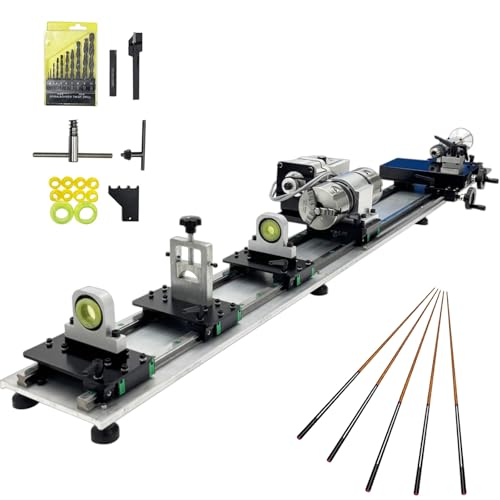 Professional Pool Cue Lathe Machine Billiard Cue Repair Lathe Machine | Multi-Functional Snooker Cue Tip Repair Kit, Brushless Motor, for Pool Stick, 200-6500RPM, Double Track Chuck, 550W 110V