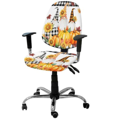 Savannan Office Chair Cover, Autumn Pumpkin Cute Gnome Protective Stretch Elastic Universal Cover for Desk Task Chair,Computer Rotating Chair 1 Pcs Sunflower on Buffalo Check